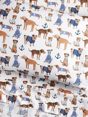 Pottery Barn Kids Chambray Salty Dog Organic Cotton Toddler Sheet Set - NWT